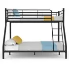 Metal Single over Double Bunk Bed Frame Dark Matte Grey Kingston Slumber