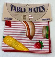 NOS Vintage Made in USA Table mates 2 Napkins Picnics Food Theme