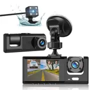 Dash Cam Front and Rear 3 Channel Dual Dash Camera 1080P Car Camera Backup Cam
