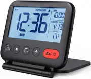 NOKLEAD Digital Travel Alarm Clock for Bedroom Office: Small LCD Desk Clock with