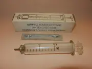Old Soviet Russian vtg 1970 NEW NOS SYRINGE GLASS STEEL 10 ml Medical red cross