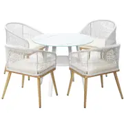 Livsip 5PCS Outdoor Dining Setting Table w/ Storage Shelf Patio Furniture Set