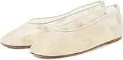 [Arqa] Crystal-Embellished Mesh Flats Rhinestone Ballet Flat Slip On Ballerina Shoes Comfortable Casual Gauze Shoe
