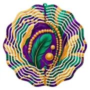 Wind Spinner Kinetic Metal Large Mardi Gras 3D Rotating Sculpture 10 inches