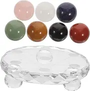 KOMBIUDA Exquisite Seven Crystal Ball Array Ornament Unique Desktop Decoration for Home Office Durable Natural Crystal Sphere Stylish Present for Friends Family