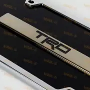 For Toyota Trd 3D Black and Chrome Plastic License Plate Frame + Caps Set NEW