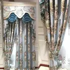 exquisite jacquard American fabric shade blue cloth curtain valance drape C1687