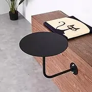 Round Pub Table Sofa Table with L-Shaped Metal Frame, Small Space Tea Table Drink Table, Accent Table Nightstand Bedside Table, Black Desktop Black Leg(50x50x45cm(19.7x19.7x17.7inch))
