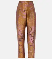 [Dries Van Noten] Dries Van Noten Printed metallic mid-rise straight pants AU 8 multicoloured