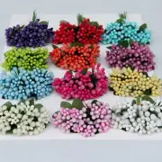 Artificial Flower Stamen Wire Stem Leaves DIY Wreath Wedding Decoration 12Pcs