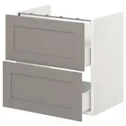 ENHET base cb f washbasin w 2 drawers, white/grey frame, 60x42x60 cm