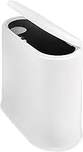 JISADER Slim Garbage Can Rectangular Dustbin Trash Can with Lid Press Type Wastebasket, White