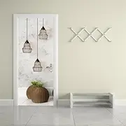 Door Stickers Self-Adhesive Modern Lighting Art Door Sticker Home Decoration Door Cover Mural Porch Wallpaper Poster(90x200cm)