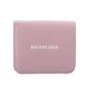 【Balenciaga 巴黎世家】經典Logo牛皮零錢袋壓釦短夾(粉色)/平行輸入