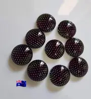 10pcs 12mm Black & White Pink Fine Dots Round Glass Cabochon Flatback
