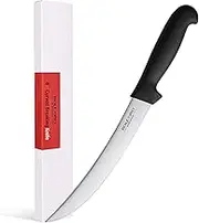 BOLEXINO 8 Inch Curved Breaking Butcher Knife With Ergonomic Handle, Good Sharpness For Meat Steak Cutting Slicing, High-Carbon Japanese Stainless Steel