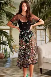 TRELISE COOPER Let Me Go Buds n Roses Midi Dress SIZE 14 Floral BNWT RRP $859