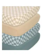 The Peanutshell Fitted Crib Sheets 4 Pieces in Yellow/White/Teal