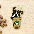 Boston Terrier White Mocha Frappe Enamel Pin | Lapel Coffee Latte Espresso Charm