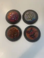 Javier Gaytan Raku Pottery 4.5” Coasters Signed Sea Turtle Set of 4 Hawaii Lava