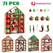 71PCS Christmas Tree Hanging Ornament DIY Xmas Pendant Baubles Balls Decor Party