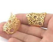 Circles Adjustable Ring Shiny Gold Plated brass (7 - 9 US inner size) 3214