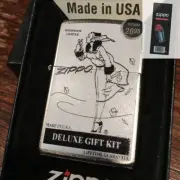 Zippo 205 Windy Deluxe Gift Vintage Advertisement Lighter + FLINT PACK