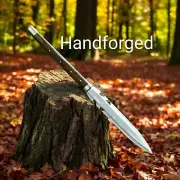 Handmade Carbon Steel Viking Hunting Spear Full Tang Leaf Spring Sword / Sheath