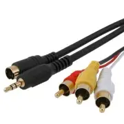 S-VIDEO + 3.5mm Audio TO 3-RCA Compostie AV Cable for Laptop TV (15ft) - Black