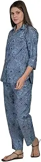 [MAYSIXTY] Womens Co-ord 2 Piece 100% Cotton Set Wedding Guests Outfit Matching Lounge Sets With Pockets Dnm Blue