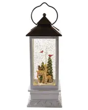 Kurt Adler 10in Battery-Operated LED Deer & Tree Musical Tablepiece With Motion