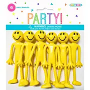 Yellow Smile Bendies Plastic Toys 6pk
