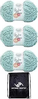 Lion Brand Go for Fleece Sherpa Seafoam 937-108 (3-Skeins - Same Dye Lot) Jumbo #7 Polyester Yarn for Crocheting and Knitting with Project Bag