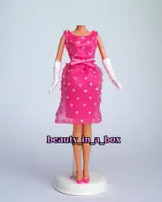 Audrey Hepburn Chic Sheath Pink Satin Dress Tiara Fashion fo Barbie Doll BOGO20.