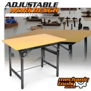 Foldable Work Bench Adjustable Metal Table Wood Top Desktop 220LBS Yellow, Black
