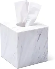 My Space Organizers Tissue Box Cover Holder Square Marble Tissue Box Holder Bathroom Vanity Nightstand Bedroom Livingroom Decorative Decor Toilet Organizer Tissues (Marble, Square)