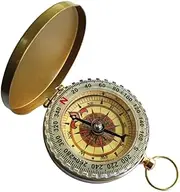 Push Open Compass, Brass Push Button Direction Sundial Compass, Metal Pocket Compass for Outdoor Camping Navigation, Orienteering and Survival
