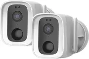 Laser Outdoor Wireless Security Camera - 2 Pack, WiFi Surveillance with Solar Power Option, Real-Time Motion Alerts, Two-Way Audio, Google Assistant & Alexa Integration, Ideal for Family Safety