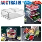 _ Drawer-Type Kitchen Fridge Storage Box with Drain Tray for Food Storage (L)