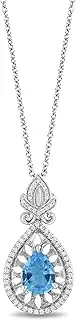 [Jewelili] Enchanted Disney Fine Jewelry Sterling Silver with 15cttw Diamonds Jasmine's Aladdin Cave Of Wonders Necklaces Pendant
