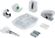 Products Clear Mini Office Supply Kit Portable Case with Scissors, Paper Clips,