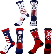 [Moyel] Sports Socks for Boys Kids 8-12 12-14 Athletic Socks for Kids Crew Socks for Boys Baseball Gifts