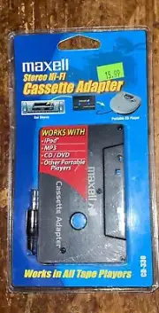 Maxell Cassette Adapter Works In All Tape Players Black CD-330 New