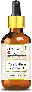 Greenwood Essential Pure Saffron Essential Oil (Crocus sativus) with Glass Dropper 100% Natural Therapeutic Grade Steam Distilled for Personal Care 50ml (1.69oz)