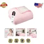 Luxurious Pink Electric Heated Sherpa Throw Blanket 62"x84" - 6 Heat Settings