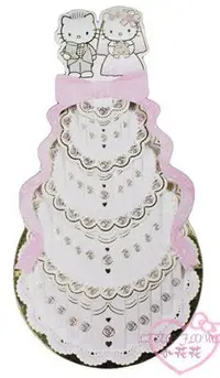 在飛比找Yahoo!奇摩拍賣優惠-♥小花花日本精品♥Hello Kitty多層蛋糕婚禮卡立體金