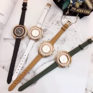 韓國Lavenda水晶鑽滿圈真皮手錶