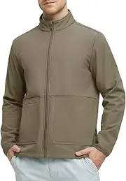 [Rouen] Soft Shell Jacket Mens Fleece Lined Lightweight Zip Up Water-Repellent Windbreaker Insulated Sports Golf Winter Jackets