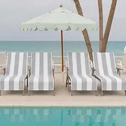 Superior Cabana Cotton Lounge Chair Cover, Outdoor Towel/Chaise Furniture Covers, Terry Cloth, Beach, Spa, Swim Accessories, Pool Chair Cover, Soft, Quick Drying, 32" x 102", Set of 6, Light Grey