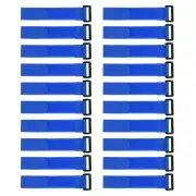 20pcs Hook and Loop Straps, 1-inch x 8-inch Securing Straps Cable Tie (Blue)